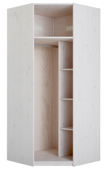 Eckschrank mit Drehtür in whitewash